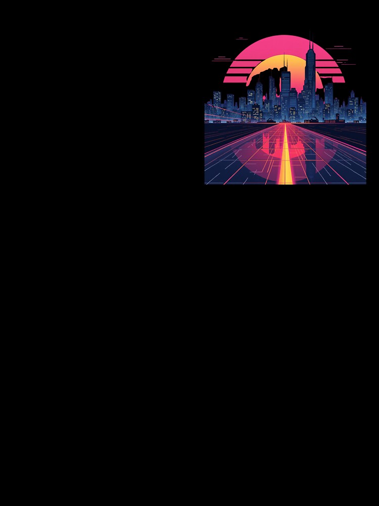 Retro Synthwave Cityscape T-Shirt – Vaporwave Sunset Skyline | Cyberpunk, 80s Aesthetic Shirt by OanaArt