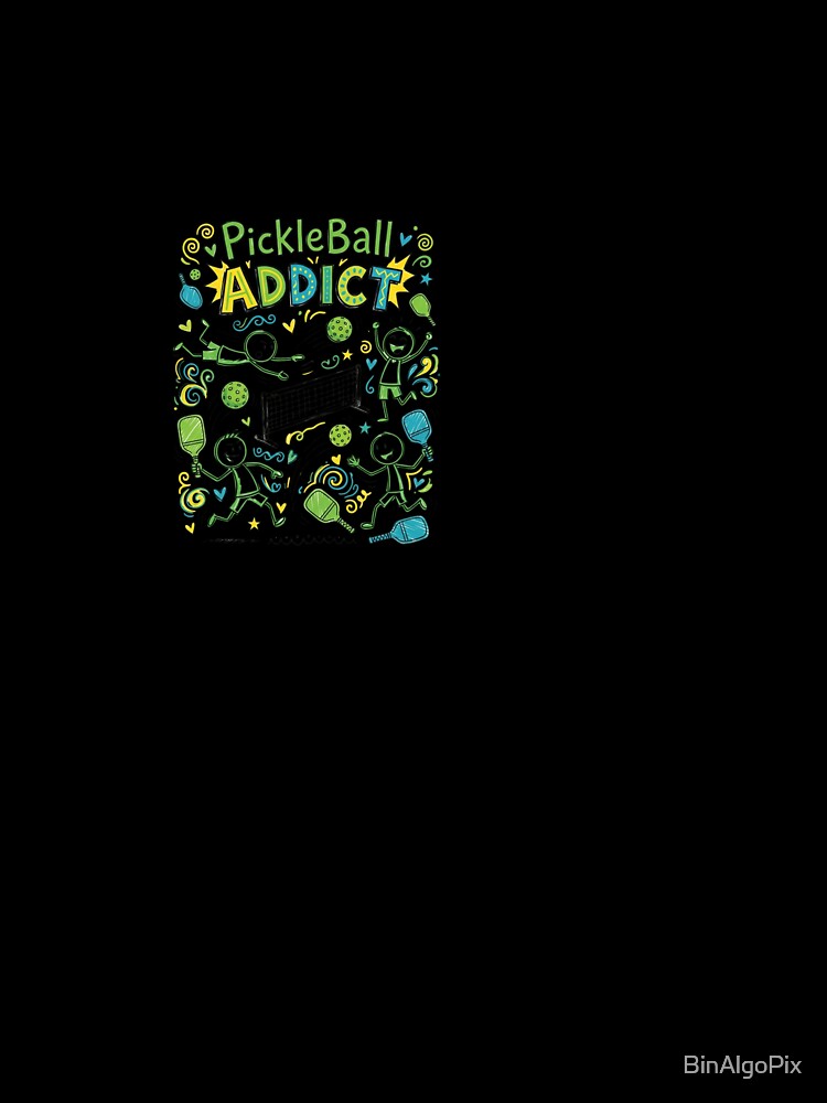 Pickleball Addict Doodle Cartoon Funny Player Gift by BinAlgoPix