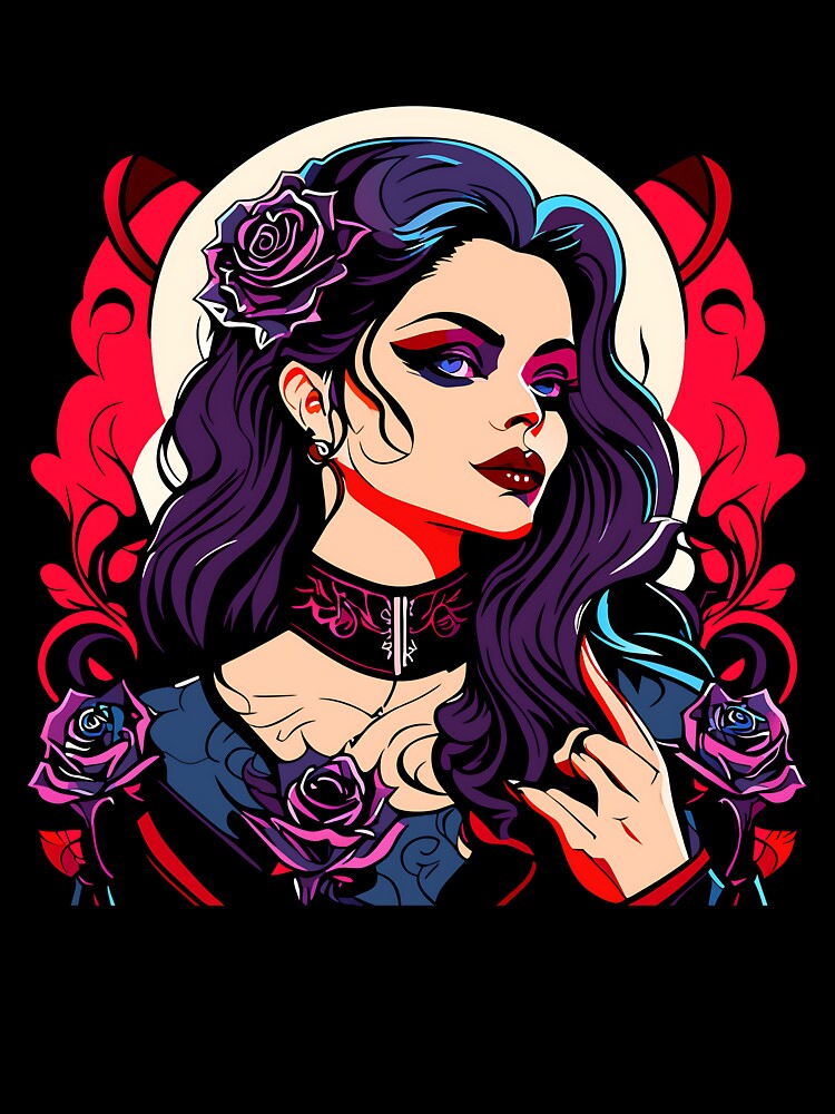 Gothic Beauty Girl with Purple Roses – Dark Romantic Art by bgrzblkdigital