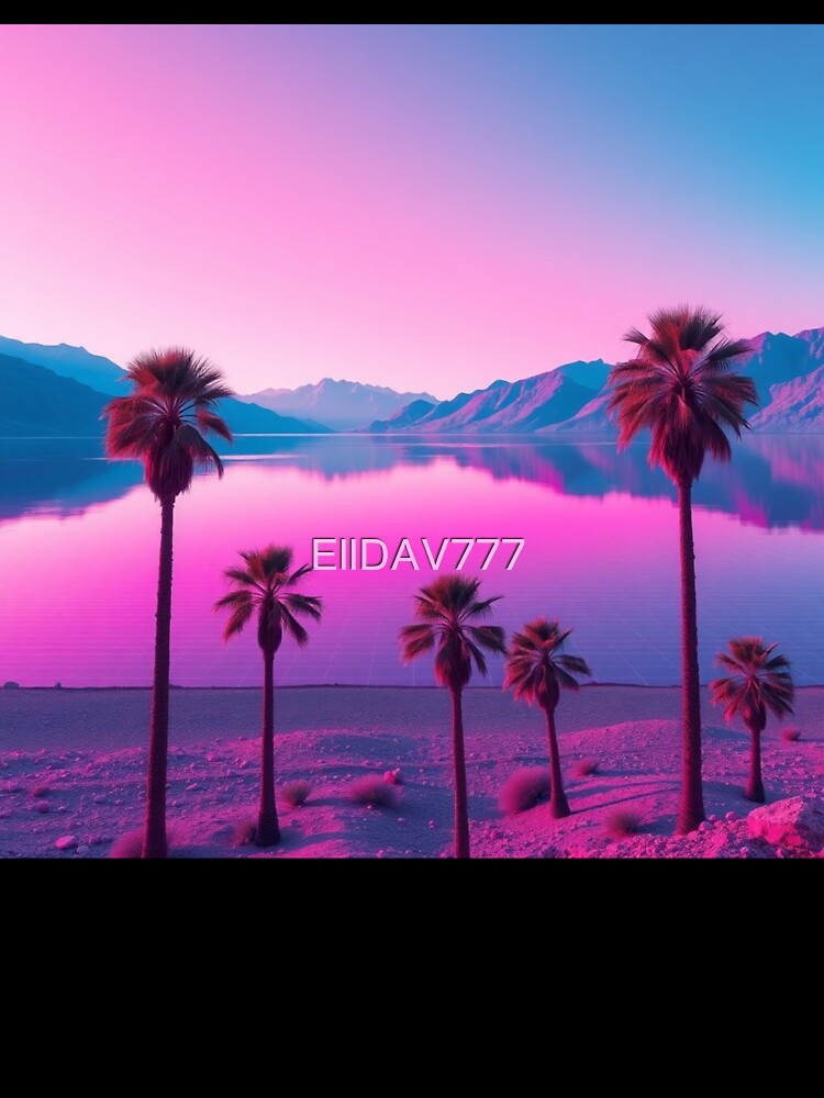 Vaporwave Palm Trees Sunset Aesthetic Retro 80s Art by EllDAV777