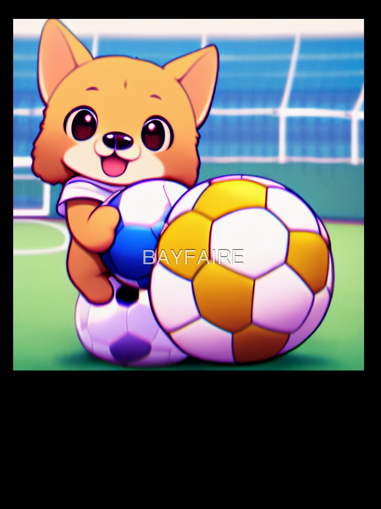 Chibi Anime Dog Holding Soccer Ball by BAYFAIRE