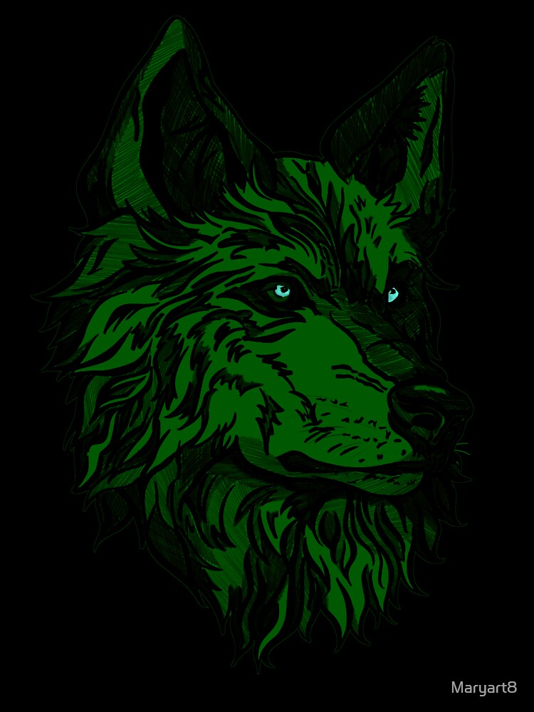 Green wild wolf by Maryart8