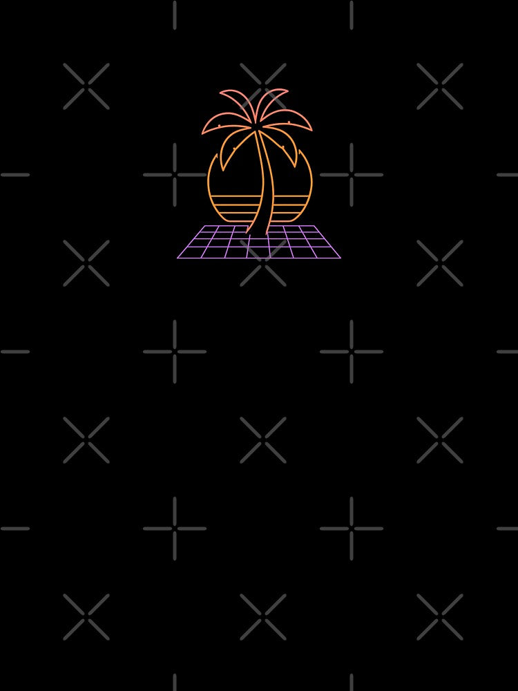 Neon Palm Grid Sunset by Le Grand Requin