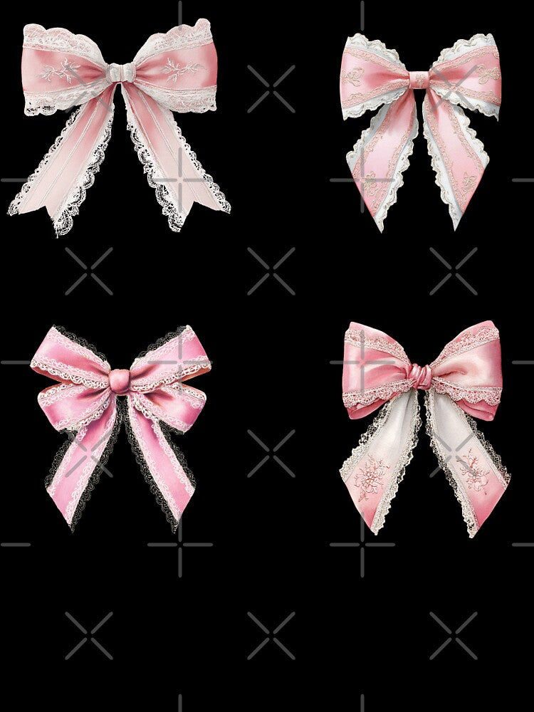 Mini Pink and white lace bows sticker pack by MendaciousMina