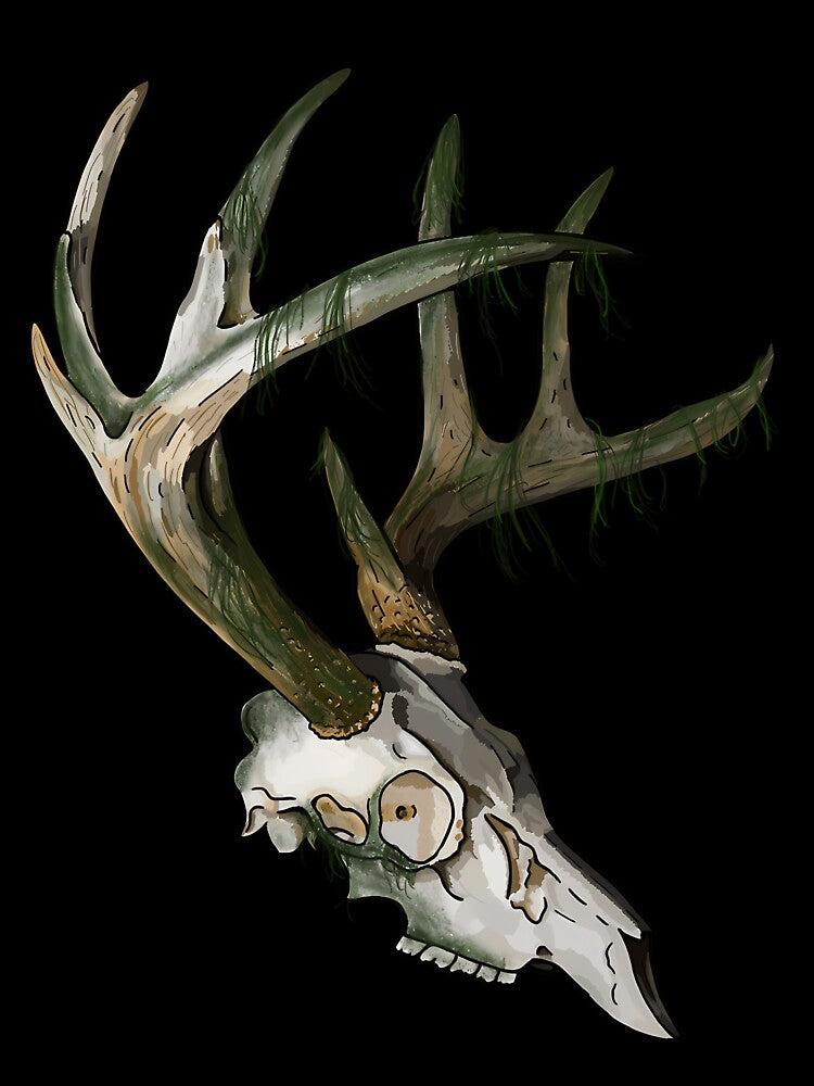 Mossy Deer Skull Antlers by elhuyrkod85