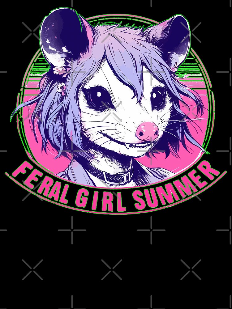 Feral Girl Summer Opossum Vaporwave by TomFrontierArt