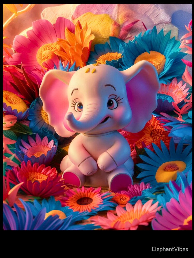 Elephant Portrait. floral elephant by ElephantVibes