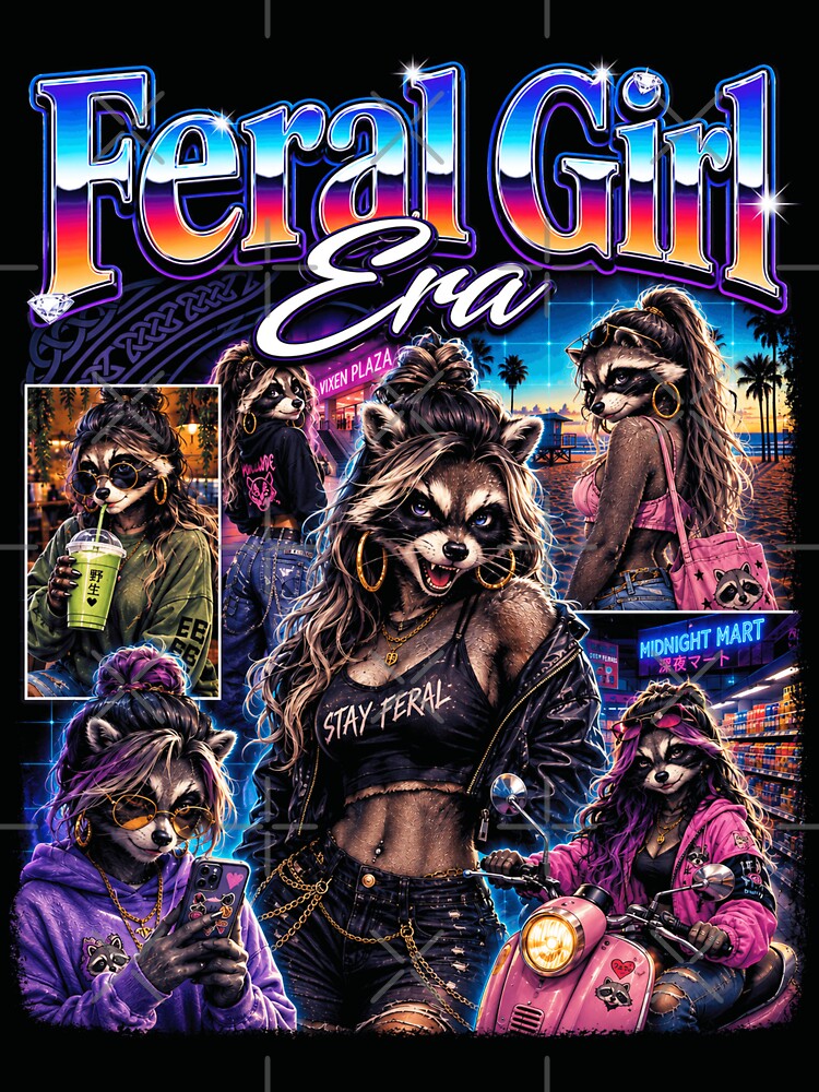 Feral Girl Era Raccoon Collage by OceanBandwear