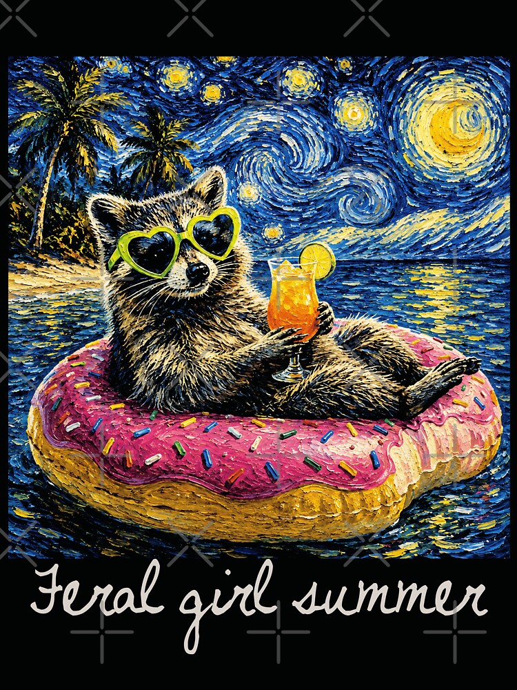 Feral Girl Summer Raccoon Vacation by OceanBandwear