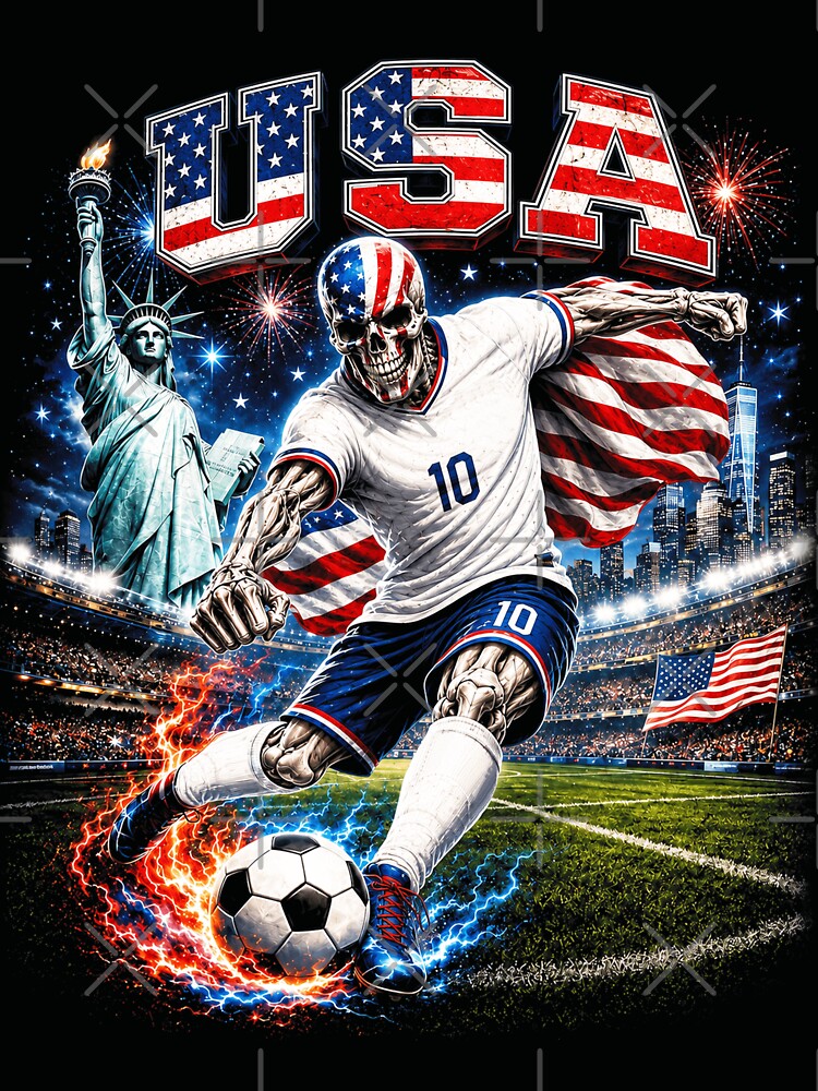 USA Soccer Skeleton Patriotic Collage by OceanBandwear