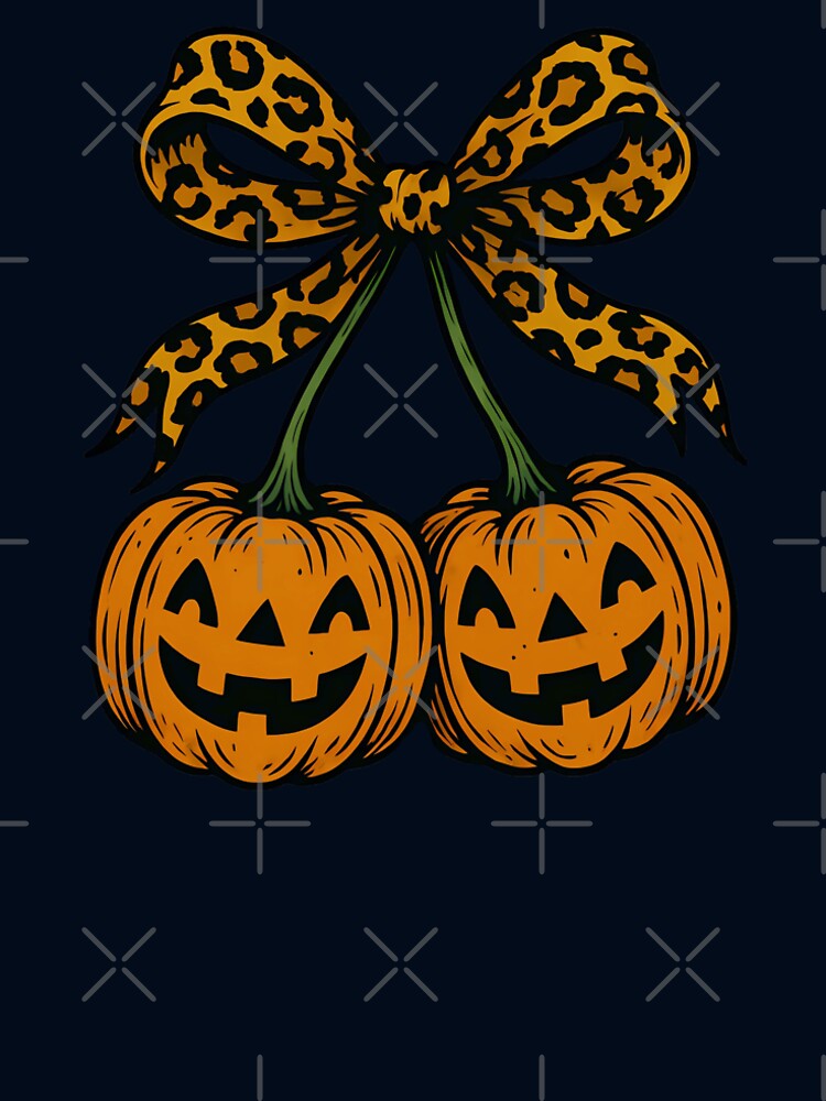 Leopard Bow Jack O Lantern Halloween Pumpkin Cute Coquette Aesthetic by Jolycoco