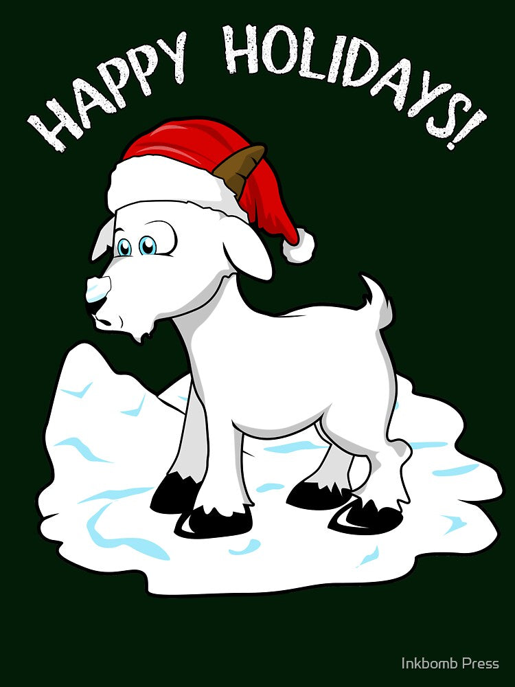 Christmas Goat TShirt | Happy Holidays by Inkbomb Press