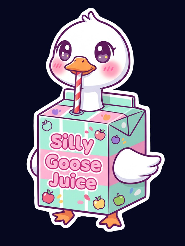 Cute Silly Goose Juice Box Pastel Kawaii Tee Sticker by GeniePixel