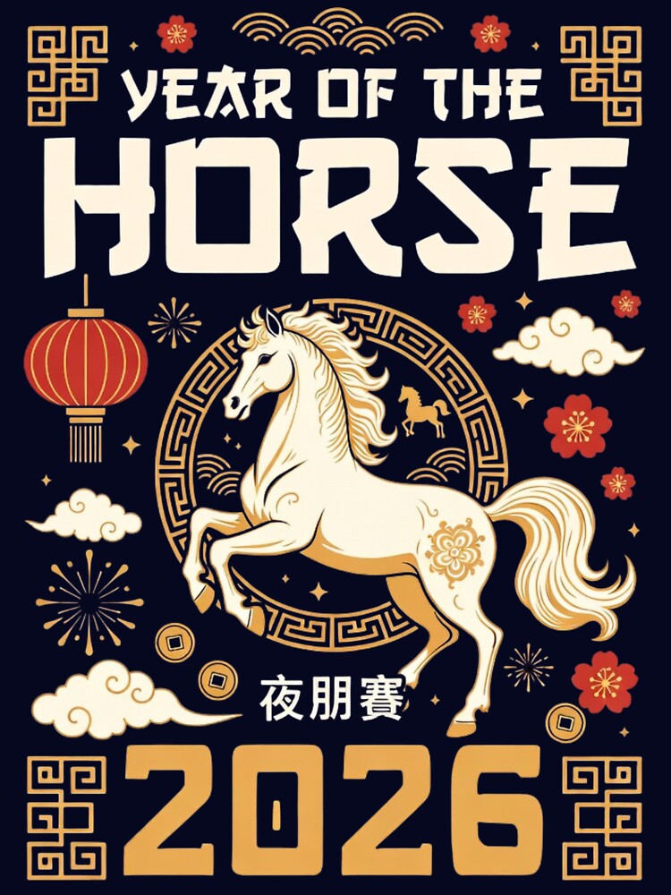 Year of the Horse 2026 Chinese New Year | Lunar Zodiac Celebration T-Shirt by GeniePixel