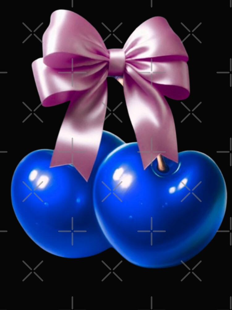Blue Coquette Cherry Bow Aesthetic Soft Life Tshirt by HopeAndHustle