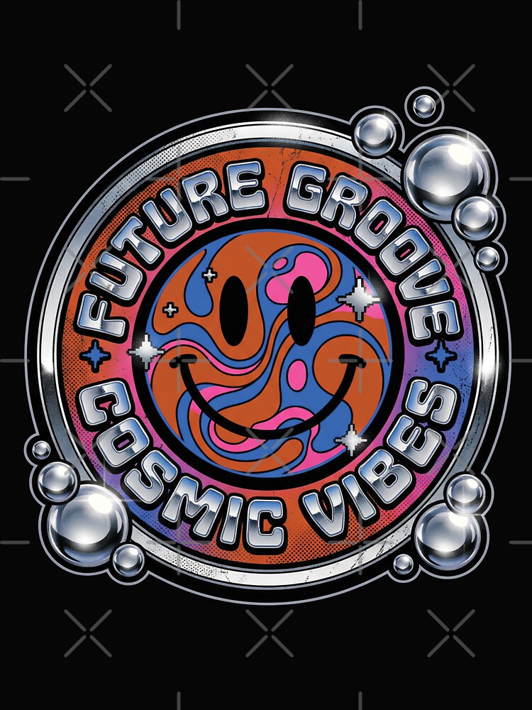 Future Groove – Retro Cosmic Vibes Smiley Design by KAYJAY DESIGNS