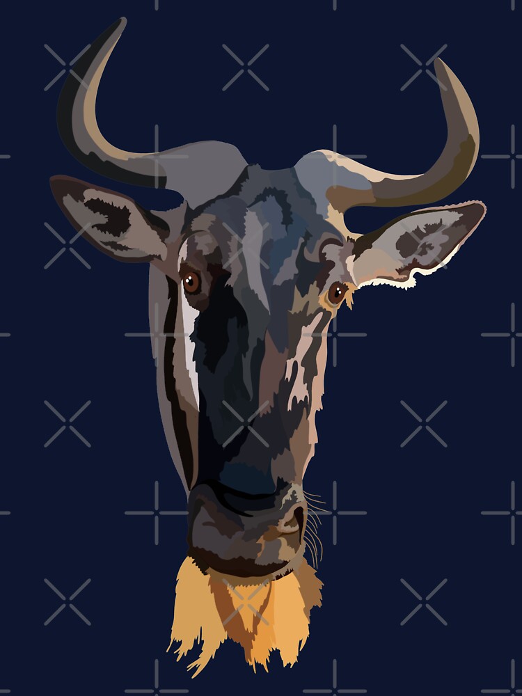 W is for Wildebeest,Wildebeest Artwork – Majestic African Ungulate Illustration and Savanna Wildlife Design by PrettylittlepastelUk