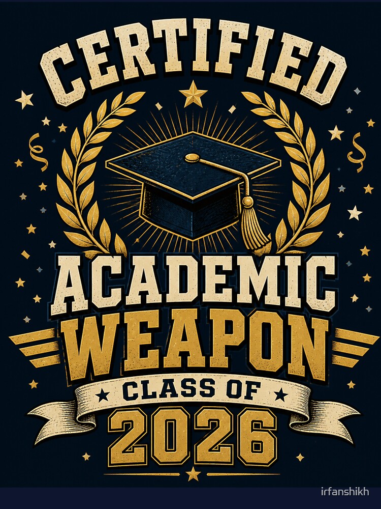 Certified Academic Weapon Class of 2026 – Vintage Graduation Art | Grad Gift by irfanshikh