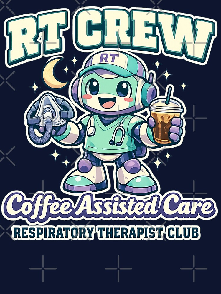 RT Crew Coffee Assisted Care Robot Respiratory Therapist Night Shift Retro T-Shirt by ClinicalHubs