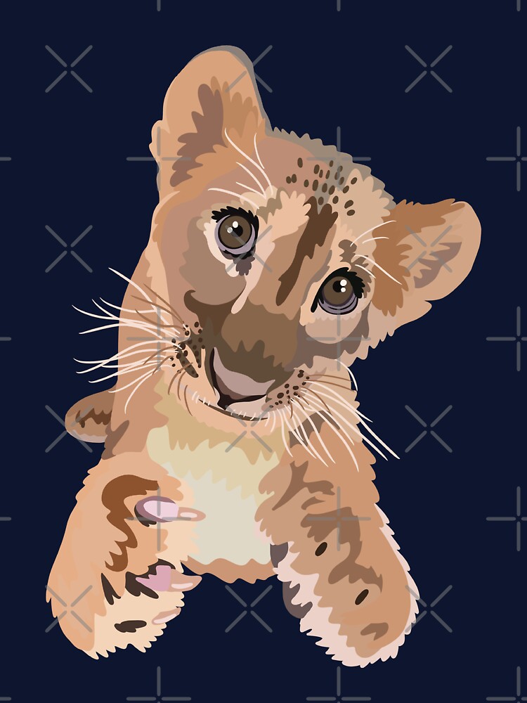 Lion Cub Illustration Wildlife Art by PrettylittlepastelUk