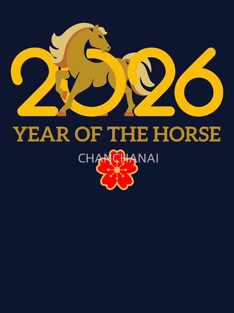 2026 Year of the Horse Lunar New Year Red and Gold by CHANCHANAI