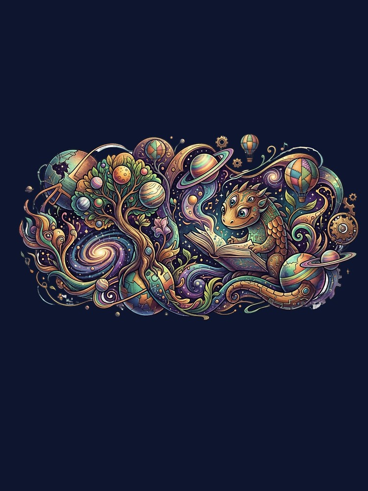 Cosmic Reader – Surreal Dragon Reading in Space by HarriPaloma