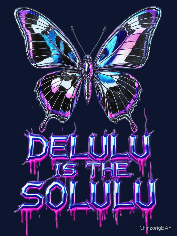 Y2K Chrome Butterfly Delulu Is The Solulu by ChinzorigBAY