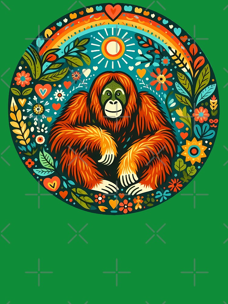 Orangutan - Hope for Wildlife Scandinavian Folk Art by heidiannemorris © by FOLK ART FUSION