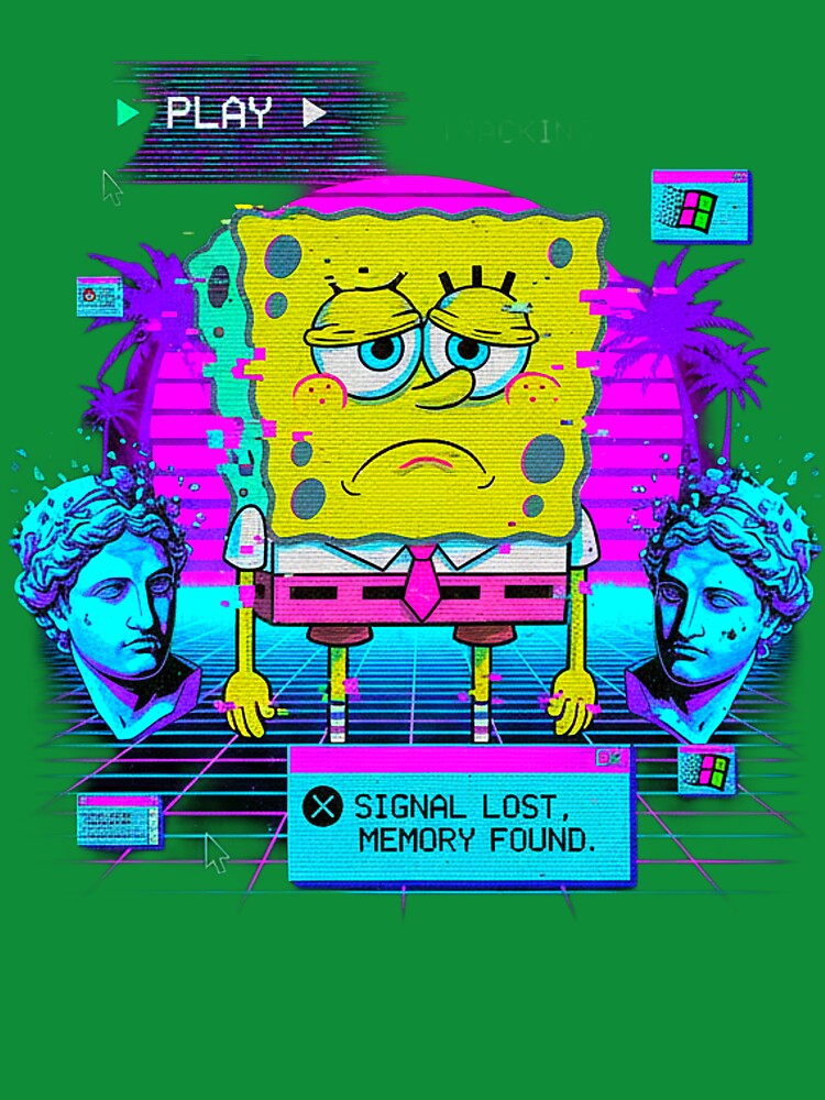 Neon Sad Sponge: VHS Vaporwave Memory by A E S T H E T A T A G