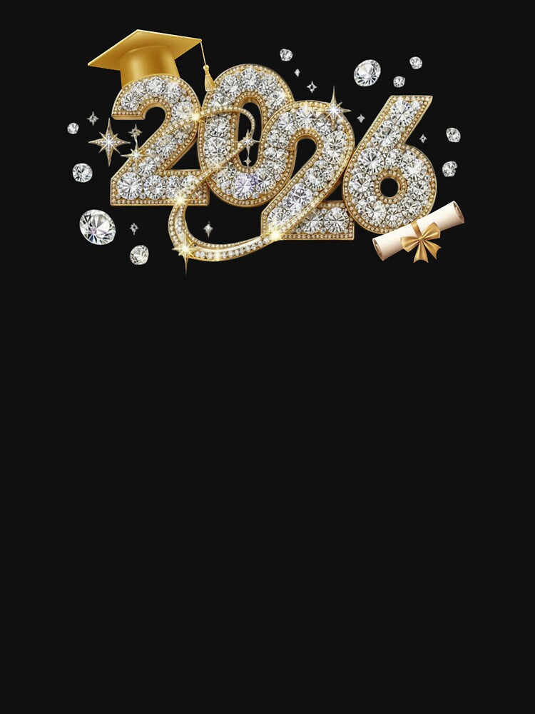 Graduate 2026 (Offset) with Diamond Embellishment, Stars & Gold Graduation Hat by JeweledDesigns