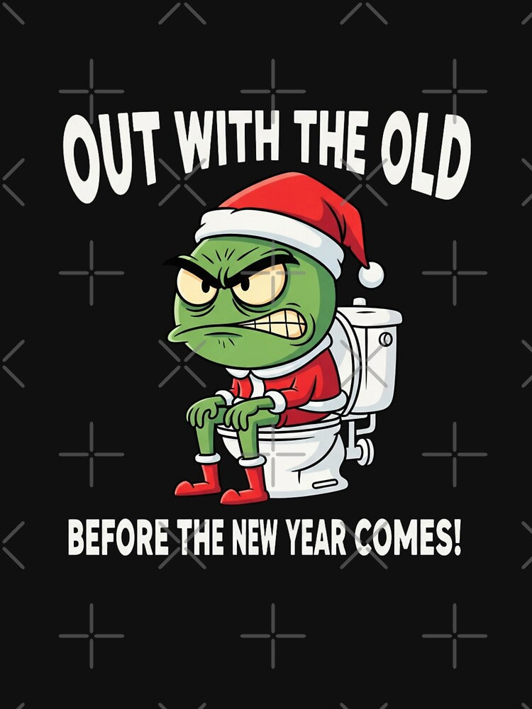 Funny New Year Toilet Grumpy Green Monster Santa on Toilet 2026 by CF_VintageDesign