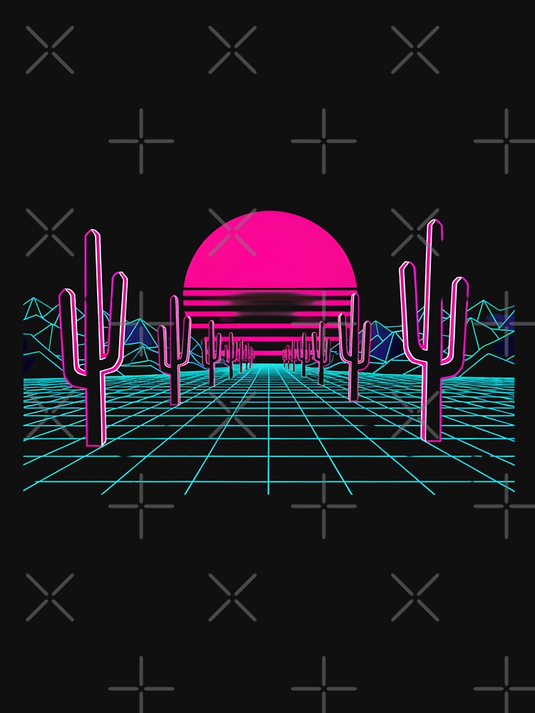 Synthwave Neon Desert Grid by Nocturnal-Vines