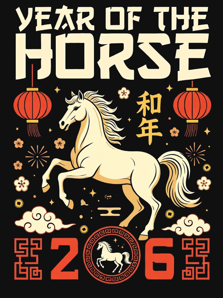 Year of the Horse 2026 Chinese New Year | Lunar Zodiac Celebration Tee by GeniePixel