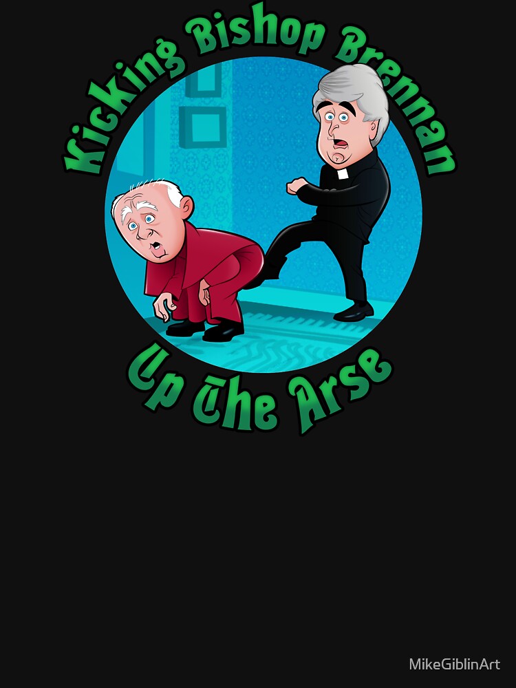 Kicking Bishop Brennan Up The Arse by Mike Giblin Illustration