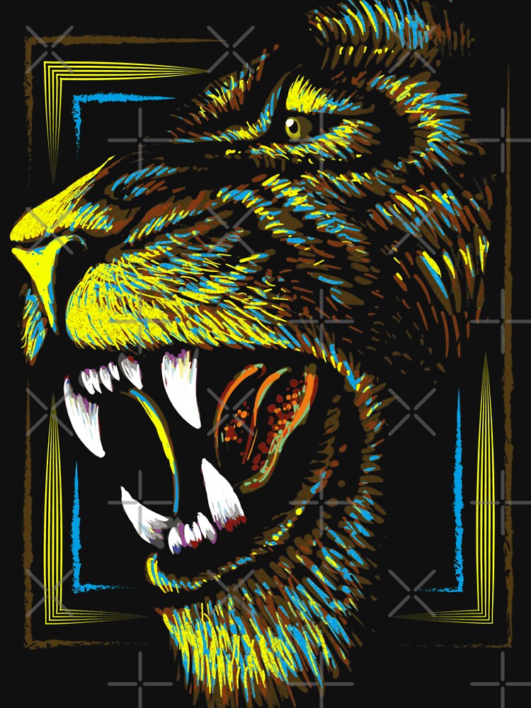 Artistic Lion Head - Colorful Lion Drawing by BigWildKiwi