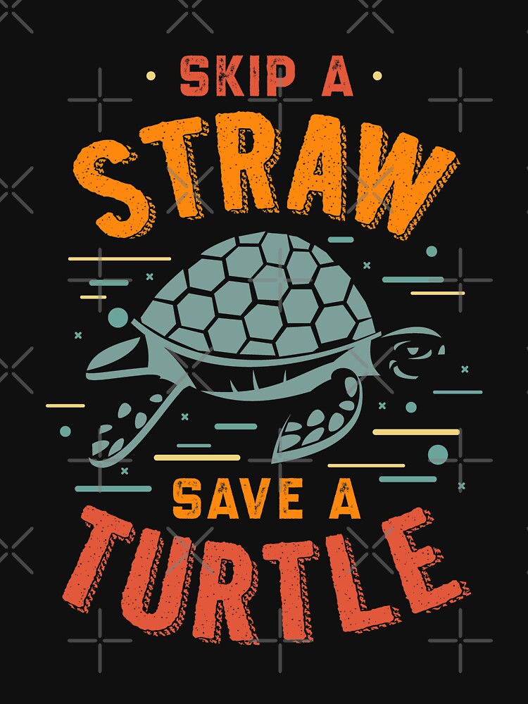 Skip a Straw Save a Turtle Retro Gift for Environmentalist by Hananiah Merch