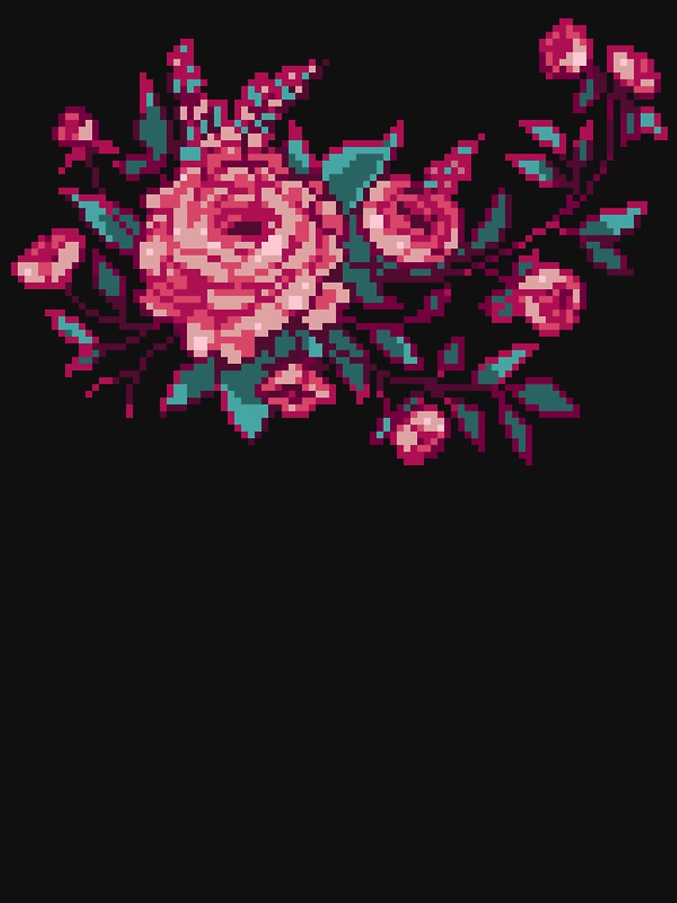 Pixel Floral Arrangement in Ivory by theCatghost