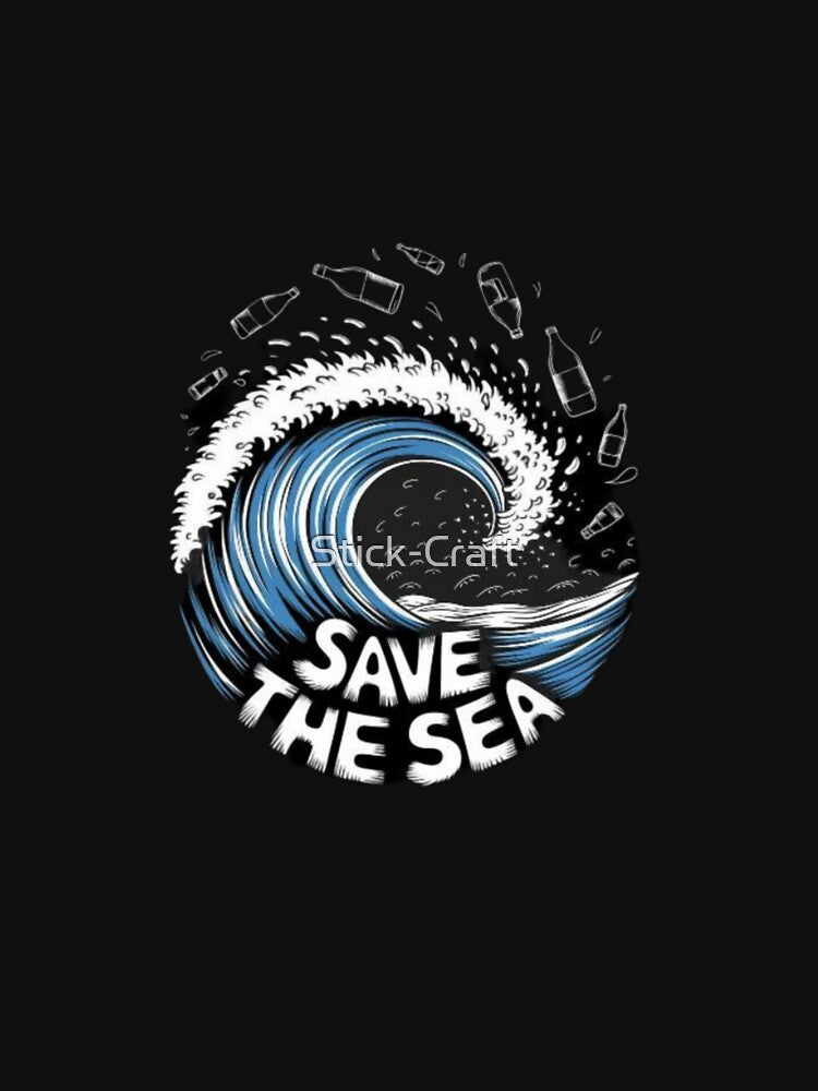 "Save the Sea – Ocean Wave Conservation Art" by Stick-Craft