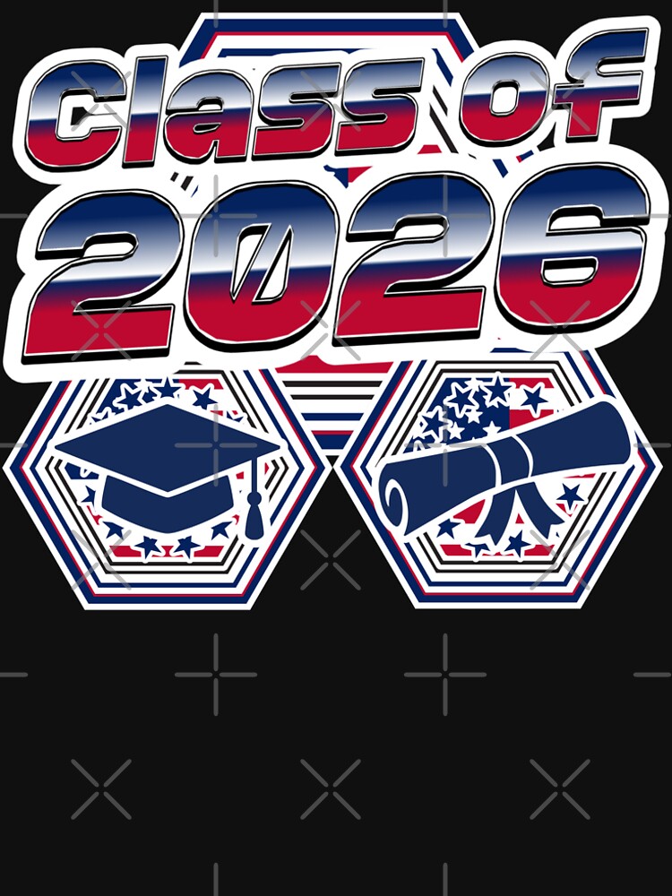Class of 2026 – Patriotic Graduation Design with Cap & Diploma Icons by GFamilyC