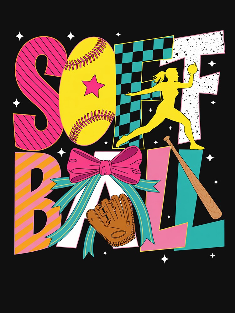 Softball Coquette Bow Game Day by StephenDDArt