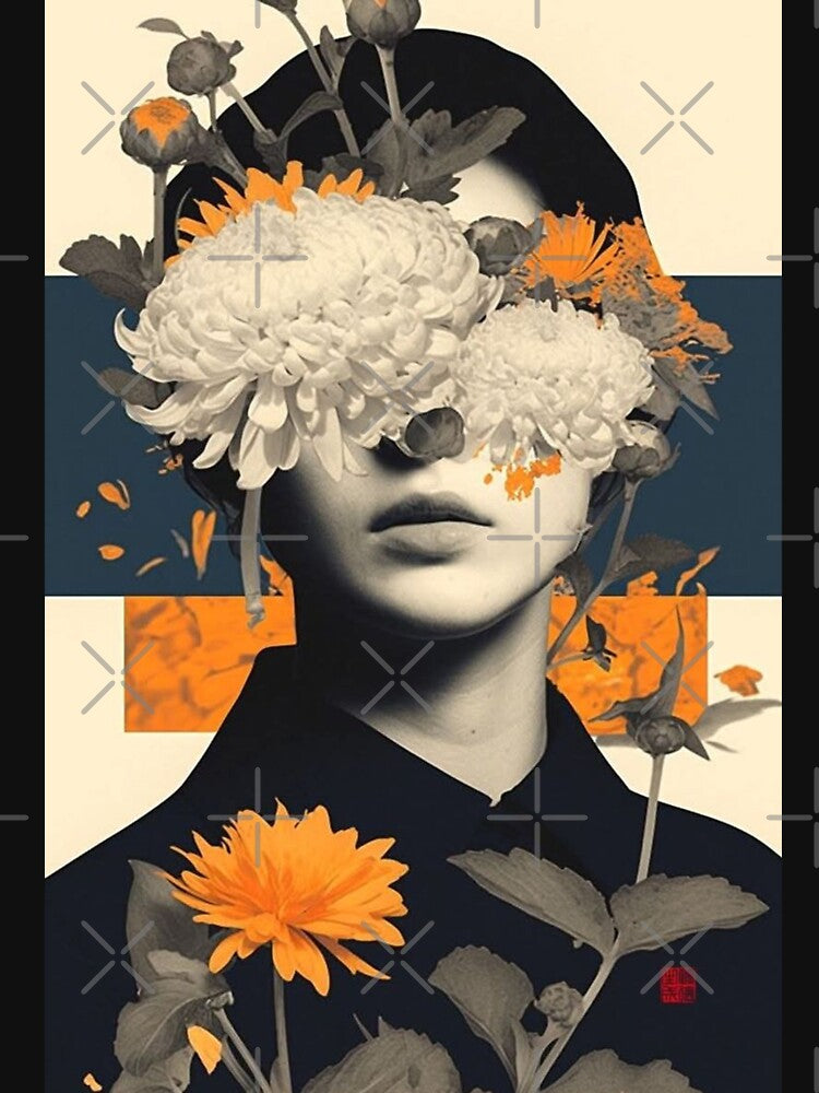 Blooming Silence | Surreal Floral Portrait | Dreamlike Collage Art by Grind107