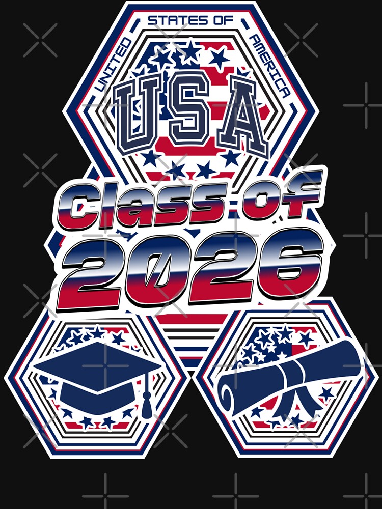 Class of 2026 – Patriotic USA Graduation Design with Stars, Stripes & Senior Icons by GFamilyC