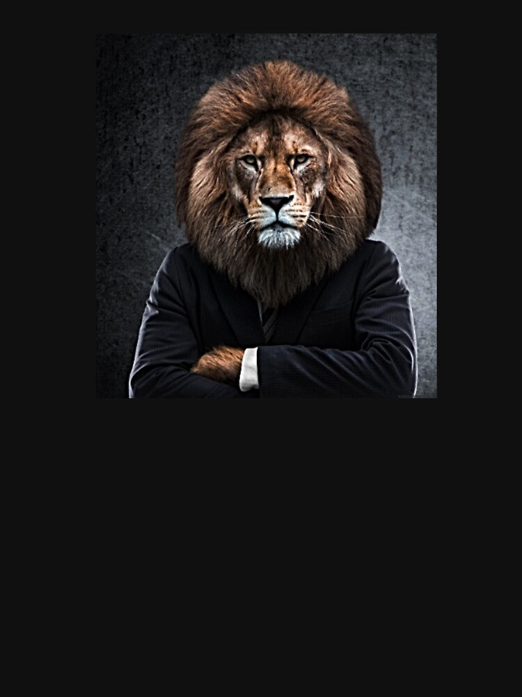 Humorous Design of a Lion in a Suit by NoxLand