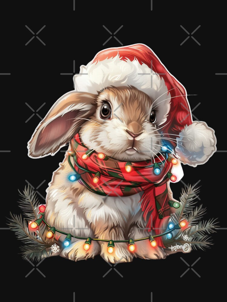 High Detail Christmas Rabbit with Lights, Santa Hat, and Scarf by tjnextgen99