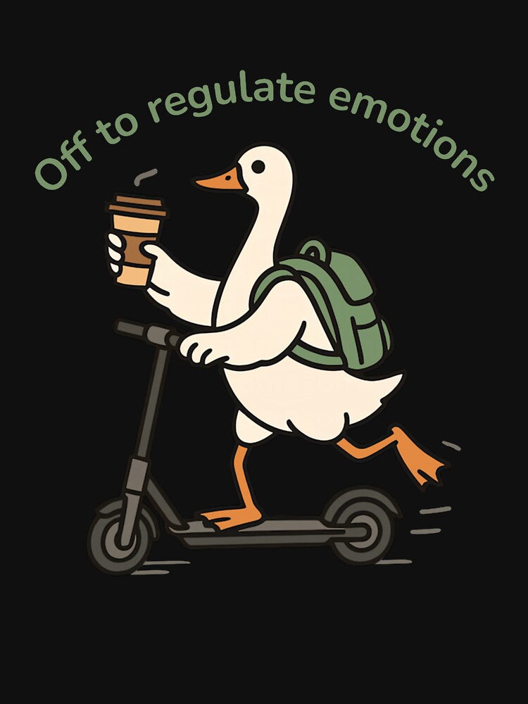 Off to Regulate Emotions Funny Goose On Scooter by HarberBonita