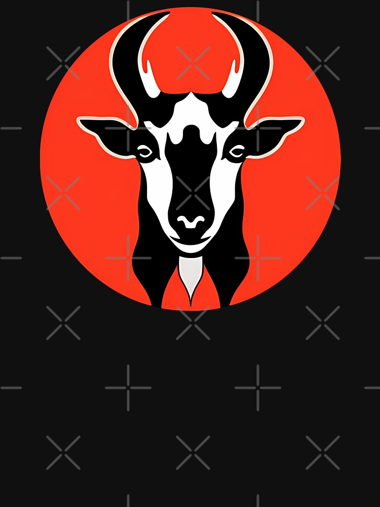 Abstract Goat in a Red Circle sticker design by Litheon