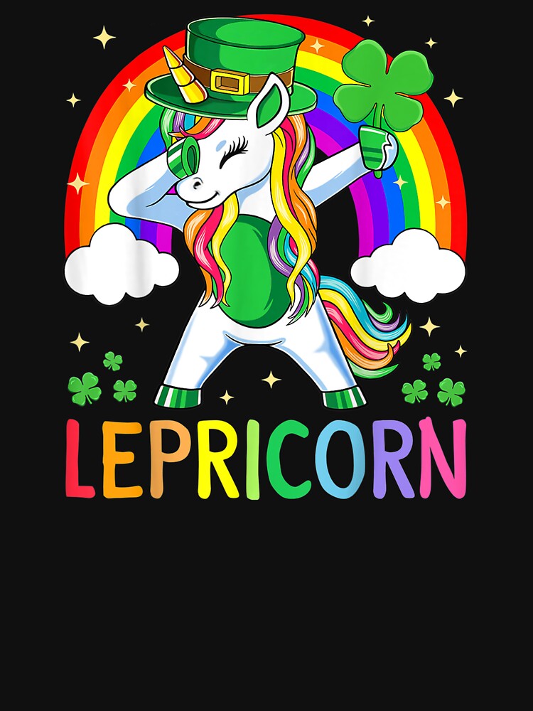 Lepricorn Unicorn St Patricks Day T-Shirt Kids Girls Lucky T-Shirt by Bright-Marque