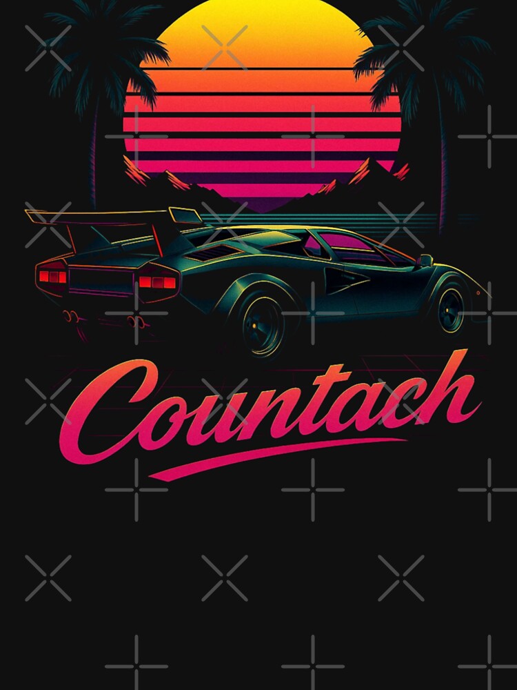 Retro Sunset Lamborghini Countach – Vaporwave Synthwave Car Art by TheArtOfCar