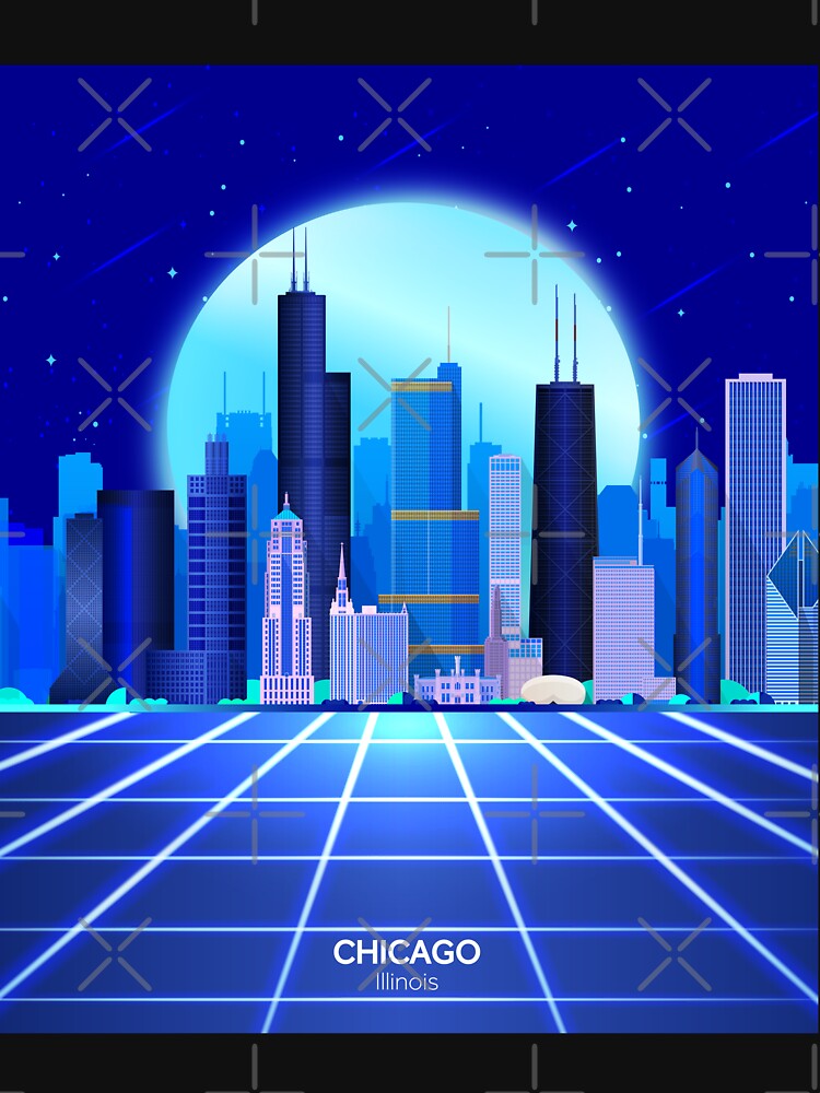 Chicago Cityscape Retrowave by MaiZephyr