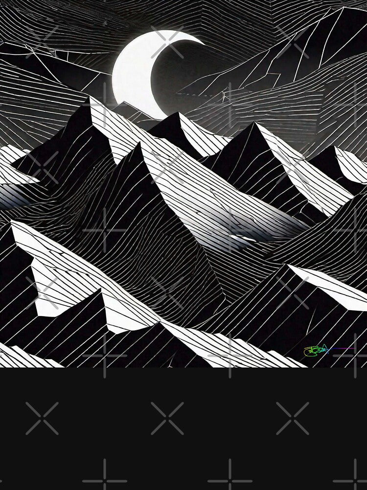 Geometry Black and White Mountains – Magic Moon 22 by Benito Del Ray